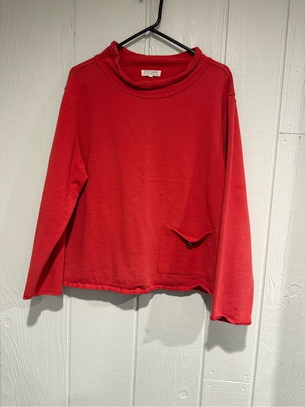 ESCAPE Red Long-Sleeve Pocket Pullover